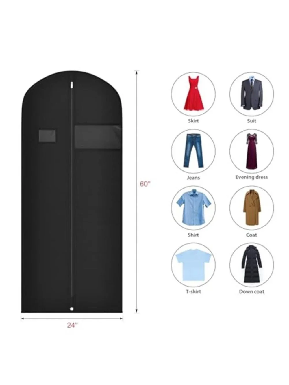 Garment Bags 10 Pack Hanging Clothes Storage Suit Dress Coat Covers Zipper Black